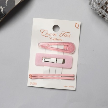 Invisible hair "Florence Paints" (set 4 pcs) 5.5 cm, pink