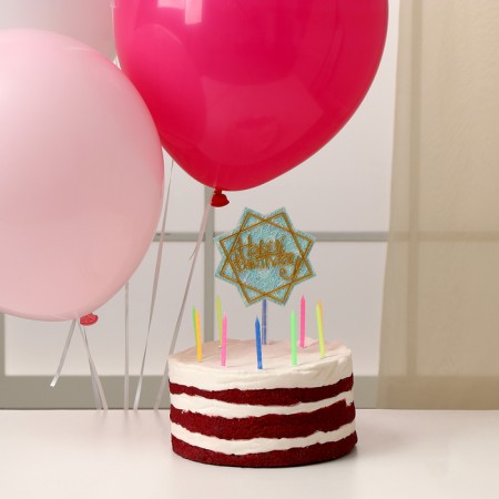 Set for decorating the table "Birthday": candles, topper, balls, set 16 pcs in a set.-2