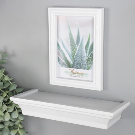 Photo frame plastic 10x15 cm with a shelf "Olivia" white 26x15 cm-1