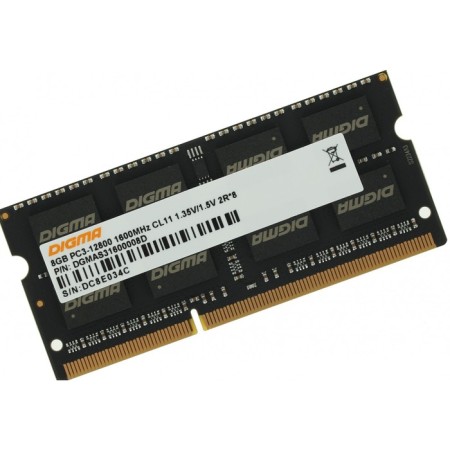 Memory module DDR3 8GB 1600MHz DGMAS31600008D RTL PC3-12800 CL11 SO-Dimm 204-PIN 1.5V Dual Rank-1