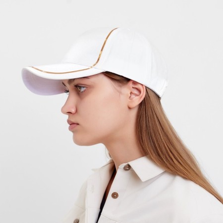 Women's cap Minaku with a gold contour white color, rr 56-58-2