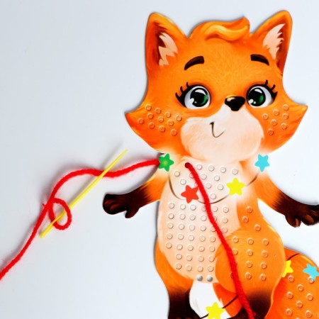 New Year's set for creativity. Embroidery with yarn "New Year! New Year's animals ”on cardboard, 4 pcs.-3