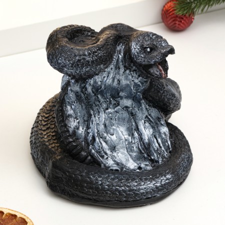 Figure "Snake with grass" Black 18x16x15cm-1