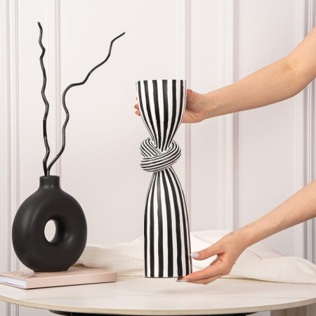 Click for one candle "Knot", white-black color 39 x 10.5 x 10.5 cm-15