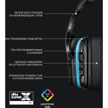 Headphones with the Logitech G635 LightSync Black Microphone 2.8m False Better (981-000750)-5