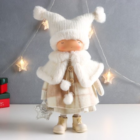 Interior doll "Baby in a coat and a hat with an asterisk" 24x14x43 cm