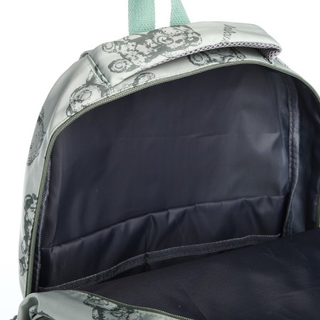 School backpack from textiles on a zipper, 4 pockets, green color-5