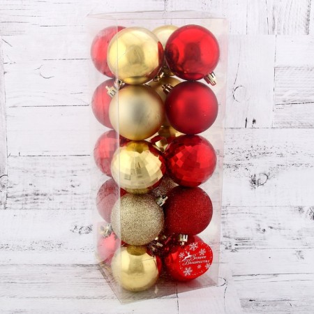 Set of balls plastic D-6 cm, 20 pcs "whim" red gold-1