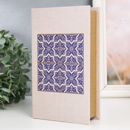 Safe-book wood to the leatherette "Blue Patterns" 21x13x5 cm-1