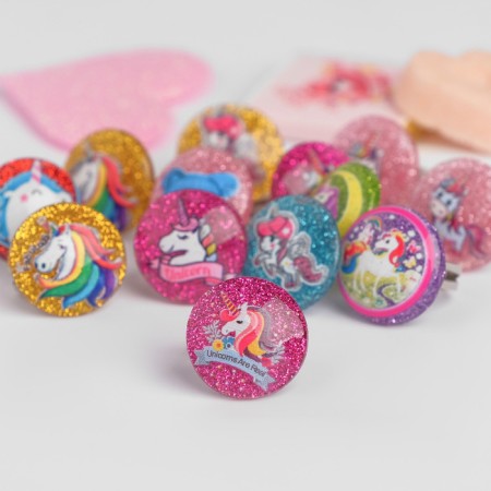 Children's ring "chosen" unicorns shiny, mix drawing, mix color