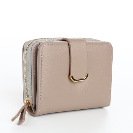 Women's wallet on the button, gray color