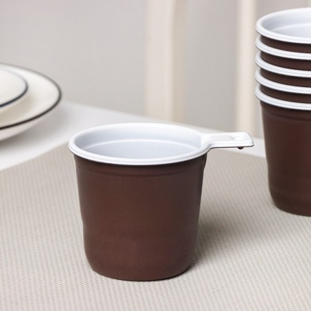 Coffee plastic disposable cups did not forget! “Process”, 200 ml, in a set of 6 pcs, brown color with white, black-4