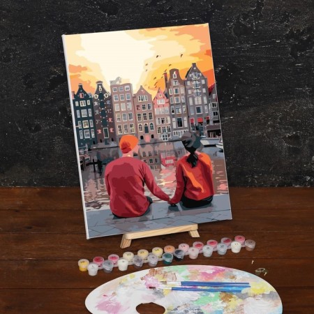 Picture on numbers on canvas with a subframe "Romantic evening", 40x30 cm-4