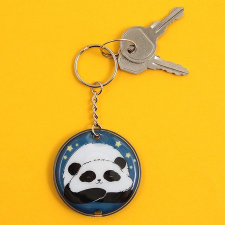 Keychain for keys with a flashlight "Panda", 5 x 5 cm-5