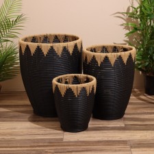 A set of wicker pots, 3 pcs, height 40x40x48.5 cm
