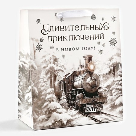 The laminated vertical “winter forest”, train, embossing, ml 23 x 27 x 11.5 cm, new year-1
