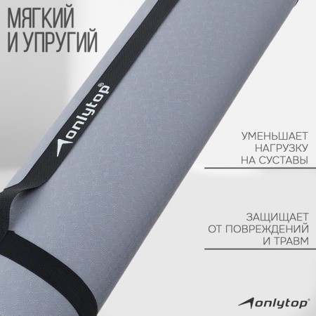 Fitness and yoga mat, 183x61x0.6 cm, gray/black color-2
