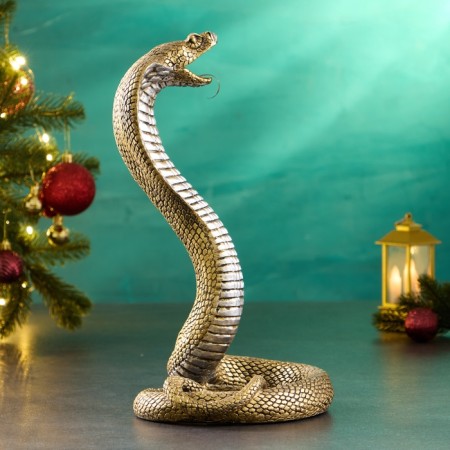 Figure "Snake of a cobra with an open mouth" 20x18x35cm, bronze with silver-2