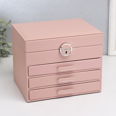 Casket to the leatherette for jewelry "screw" pink 22x17x18 cm