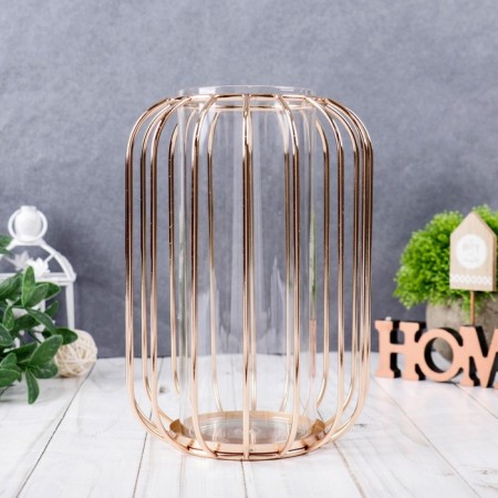 VAZA-Florarium "Angstrem" 9x20 cm, flask in a stand, gold