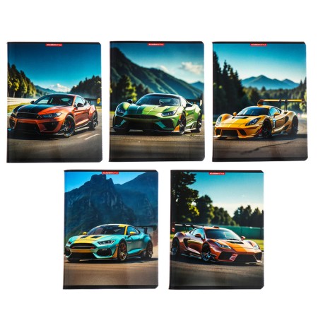 A notebook of 96 sheets in the “Racing Machines” cage, the cover coated cardboard, UV-lak, mix