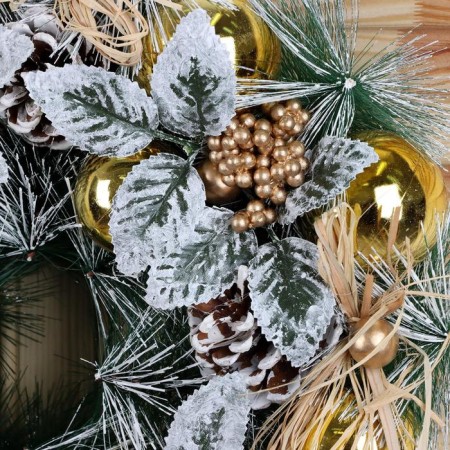 New Year's Wreath D-34 cm "cones and white leaves"-1