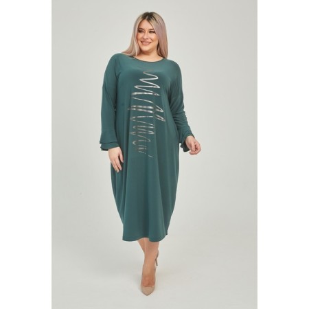 Female dress, size 56, green color-1