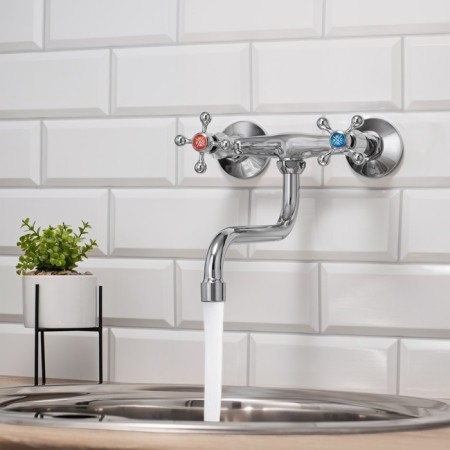 Kitchen mixer "RMS" SL71-361, two-wound, wall, zinc, chrome-2