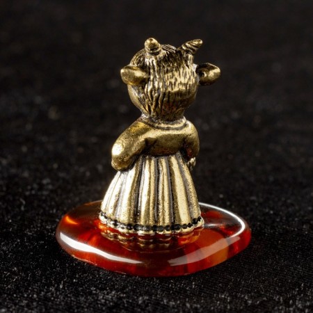Souvenir "Goat with a basket", brass, amber-2