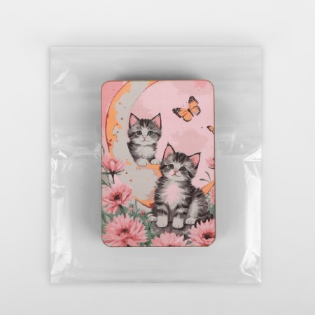 Magnetic needle "cats and butterflies", 8 × 5.5 cm, pink color-4