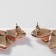 Emall earrings "Flower" half, pink color in gold