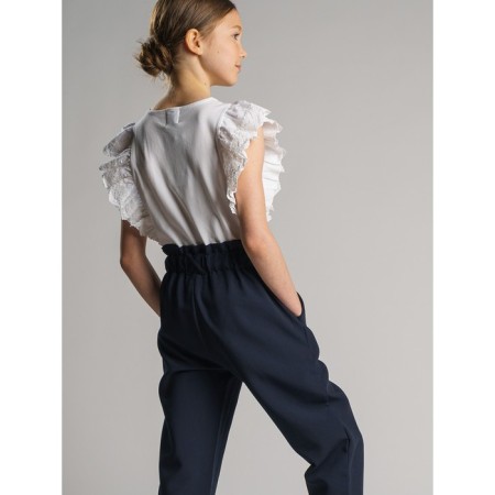 Knitted blouse with volumetric lace sleeves, height 146 cm-3