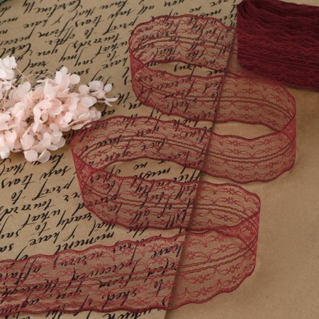 Capricon lace, 45 mm × 10 ± 1 m, burgundy color