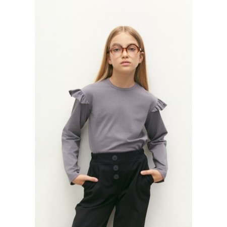 Лонгслив детский Amarobaby Ruffle, рост 140 см, цвет серый-8