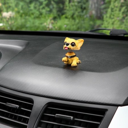 Dog on a car panel shocking his head, mini, spaniel-1
