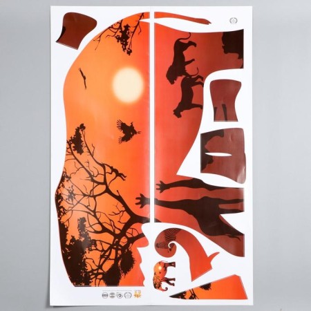 Interior plastic sticker "Elephant Africa" ​​set 2 sheets 30x90 cm-1