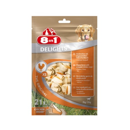 8in1 Delights XS bones for small dogs, with chicken meat, 21x7.5 cm (package)