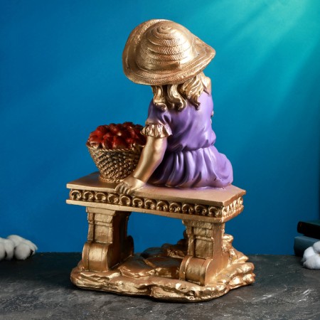Garden figure "Girl on the bench" Bronze, 21x28x44cm-2