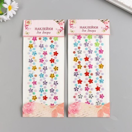 Sticker of rhinestones plastic "threads with flowers" 19x8 cm