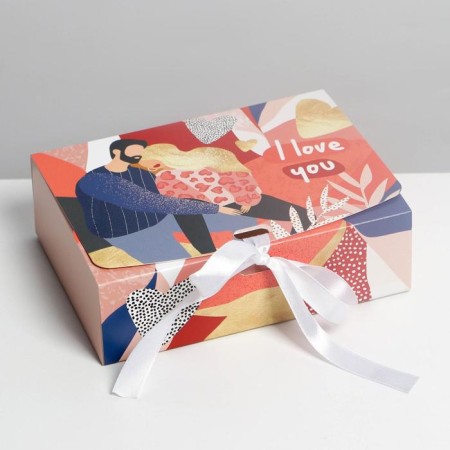 Gift folding box, packaging, "I love you", 16.5 x 12.5 x 5 cm