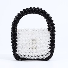 Bag-clate on magnet, long belt, white color