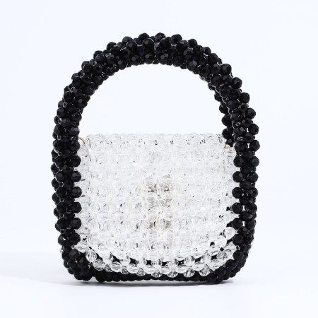 Bag-clate on magnet, long belt, white color