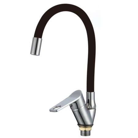 Kitchen mixer RMS SL137BL-016F, one-leaf, flexible silicone spout, black, chrome