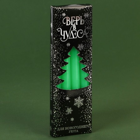 New Year's wax candles “New Year: Believe miracles”, set 4 pcs., Green, 15 x 1 x 1 cm.-4