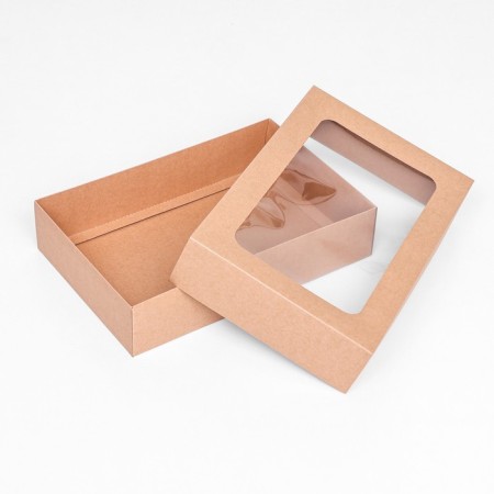 The box is folding, the lid is, with a window, craft, 30 x 20 x 6.5 cm,-3