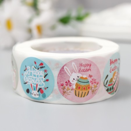 Stick Paper "Easter bunnies" d = 2.5 cm 500 pcs in a roll 3x6.5x6.5 cm-2