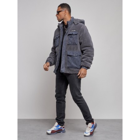 Plush jacket men's, size 48, gray color-1