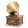 Table figured “Gramophone” clock, discrete move, D-7 cm, 20 x 25 cm, aa