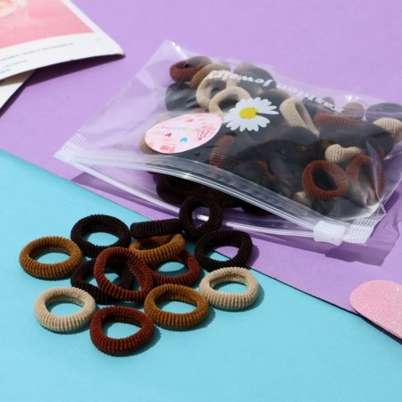 Hair elastic band "Mahrushka" (set of 80 pcs) tenderness, 2.5 cm, brown