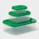 A set of food rectangular lobggling containers, 3 pcs: 150 ml, 500 ml, 1.2 l, green color